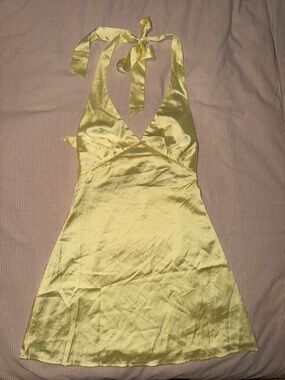 Peppermayo Butter Yellow Satin Dress